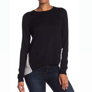 SUSINA Black Pleated Twofer Sweater